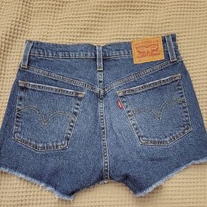 Levi's Blue Denim Frayed Hem Women's Shorts